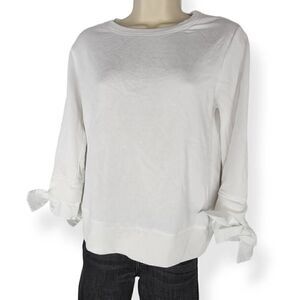 Gibson White Sweater with bow cuffs Petite Small